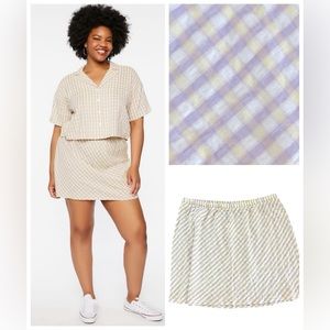 💜 NWT Forever 21 Purple Yellow Plaid Skirt 1X/3X